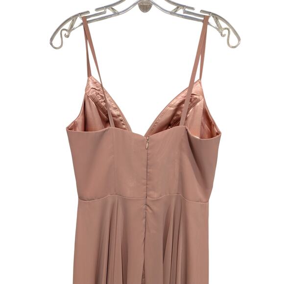 VIP Bridal Bridesmaid Blush Pink Long Formal Gown Spaghetti Strap A-Line 10 - Picture 6 of 11